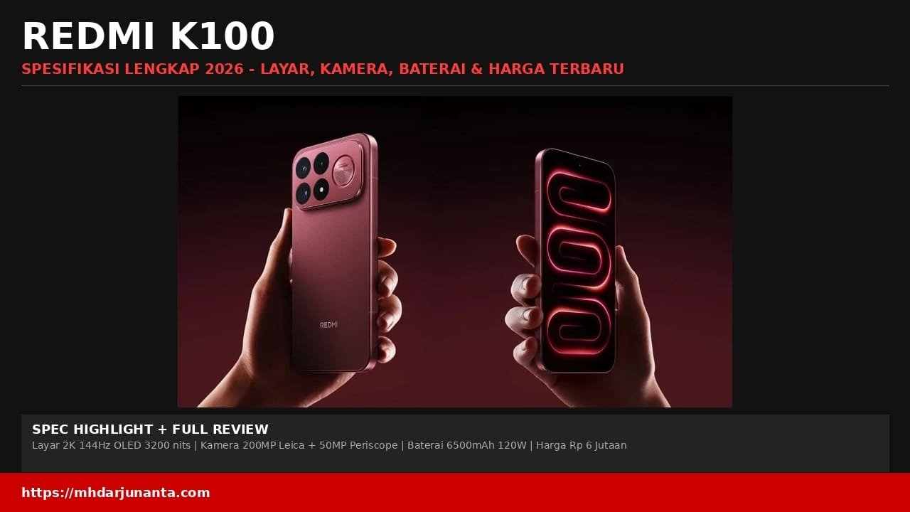 Redmi K100 dengan layar 2K 144Hz LTPO dan kamera 50MP OIS